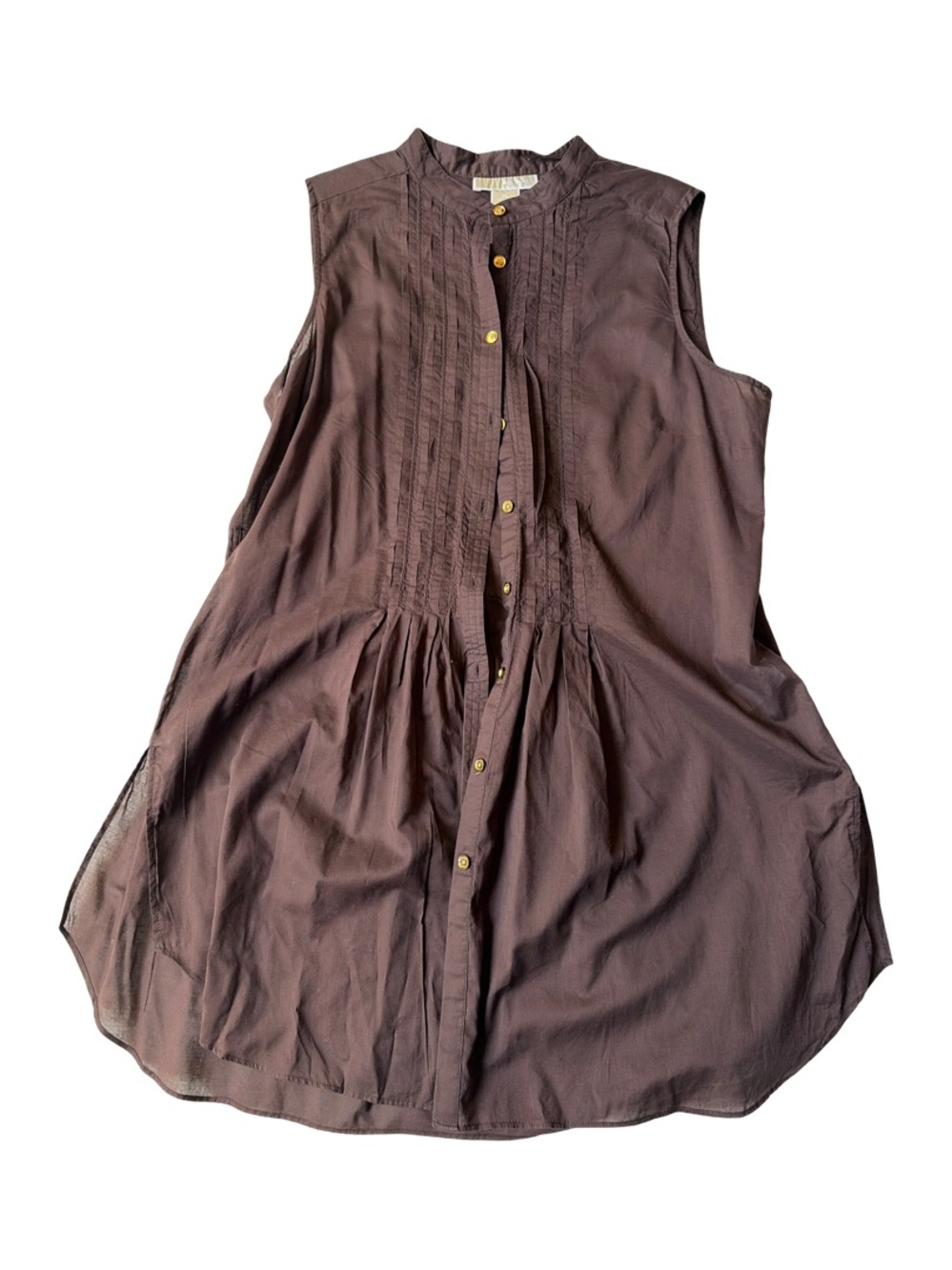 Michael Kors Sleeveless Brown Button-Front Dress